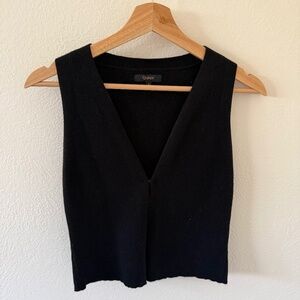 Quince split front knit tank (black, small)